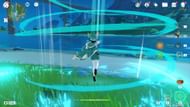 Venti generating a wind current with Elemental Skill (Image via Sportskeeda)